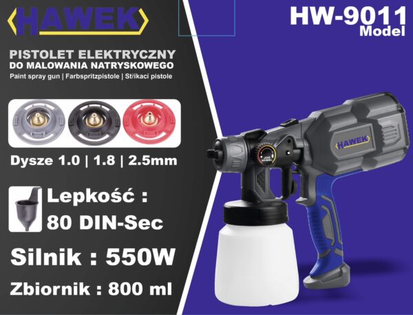 ЕЛЕКТРИЧЕСКИ ПИСТОЛЕТ ЗА БОЯДИСВАНЕ 800 МЛ HAWEK