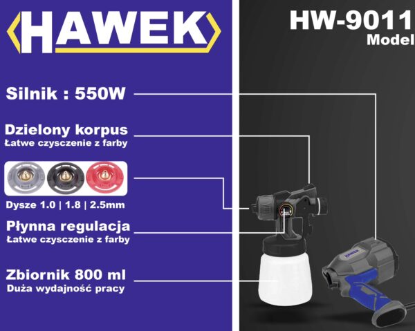 ЕЛЕКТРИЧЕСКИ ПИСТОЛЕТ ЗА БОЯДИСВАНЕ 800 МЛ HAWEK