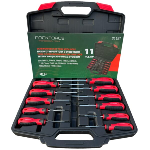 КОМПЛЕКТ ОТВЕРТКИ ТОРКС С ОТВОР 11 ЧАСТИ ROCKFORCE