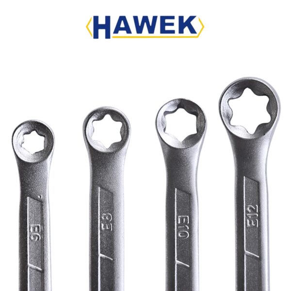 КОМПЛЕКТ ЗВЕЗДОГАЕЧНИ КЛЮЧОВЕ Е-ТА ( ЕВРЕЙСКА ЗВЕЗДА) 4 ЧАСТИ HAWEK