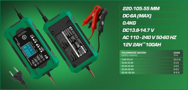 ЗАРЯДНО УСТРОЙСТВО ЗА АКУМУЛАТОР 6А / 12V, 2AH-100AH ROCKFORCE
