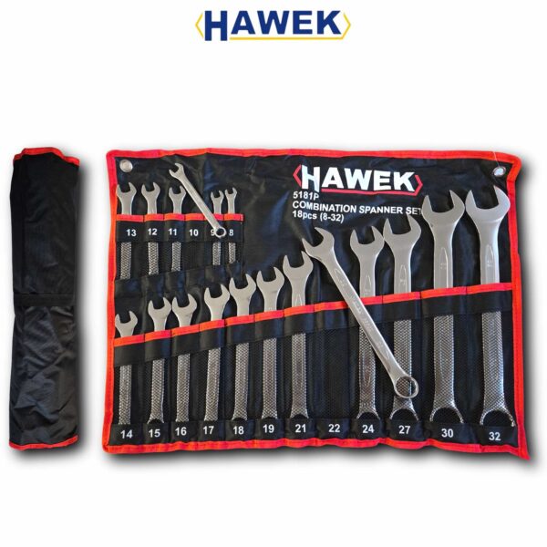КОМПЛЕКТ ЗВЕЗДОГАЕЧНИ КЛЮЧОВЕ  8 – 32 ММ 18 ЧАСТИ HAWEK