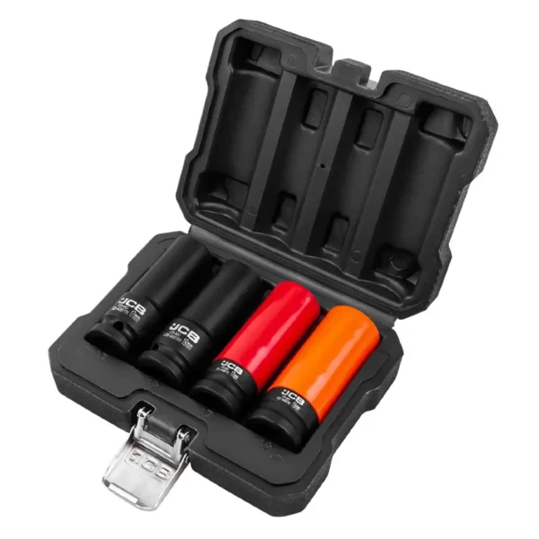 КОМПЛЕКТ ТЪНКОСТЕННИ УДАРНИ ВЛОЖКИ С ТЕФЛОНОВО ПОКРИТИЕ 1/2″ 4 ЧАСТИ JCB