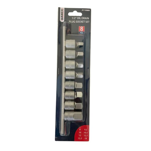 КОМПЛЕКТ КЛЮЧОВЕ ПРОБКИ КАРТЕР 1/2″ 8 – 19 ММ 8 ЧАСТИ HAWEK
